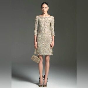 Blumarine Vintage Runway Art Deco Beaded Silk Dress Size 38